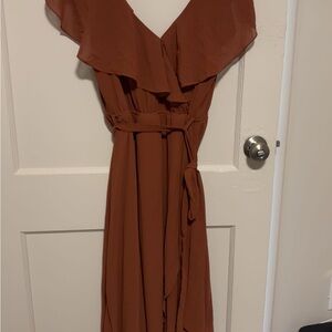 Elegant Terracotta Wrap Dress